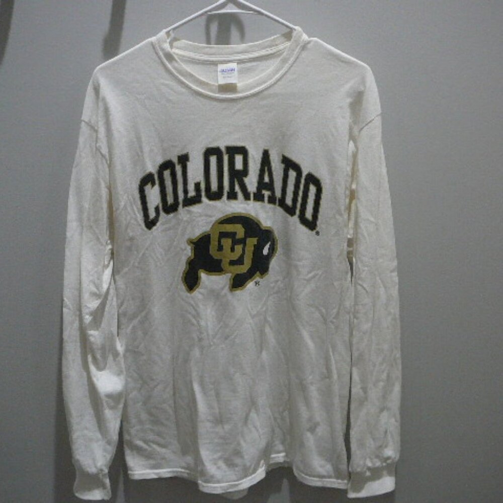 Colorado University Buffaloes White Long Sleeve Crewneck T-Shirt-Size M-Unisex